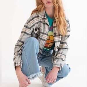 Ashley by 26 International Plaid Cropped Shacket Size Small